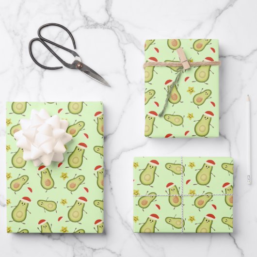Avocados & Weihnachten Geschenkpapier Set (Vorderseite)