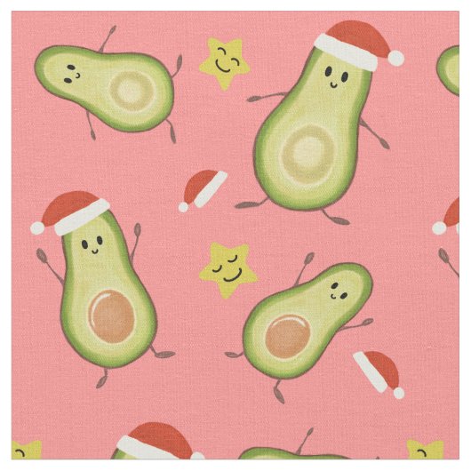 Avocados & Weihnachten Stoff (Nahaufnahme)