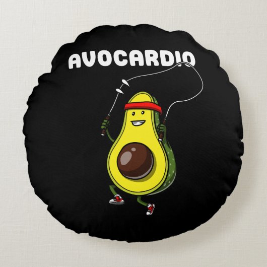 Avocardio Avocado Fitness Vegan Cardio Übung Rundes Kissen (Vorderseite)