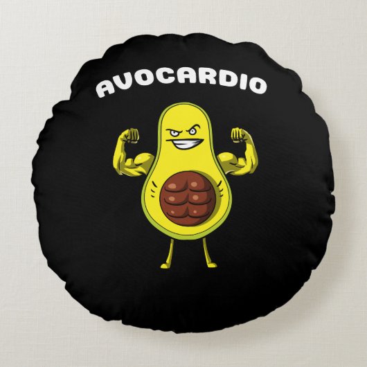Avocardio Fitness Avocado Funny Vegan Workout Joke Rundes Kissen (Vorderseite)
