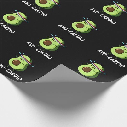 Avocardio Funny Excercise Avocado Pun Dark BG Geschenkpapier (Ecke)