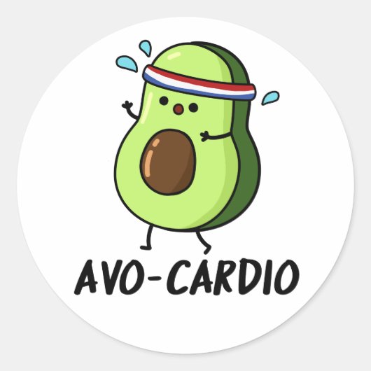 Avocardio Lustiges Training Avocado Wortspiel Runder Aufkleber (Vorderseite)