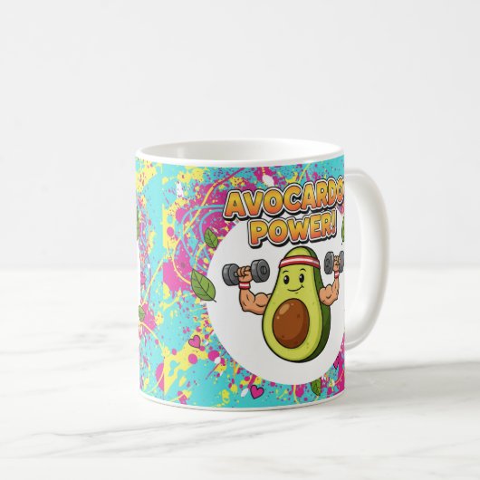 Avocardo Power Funny Cartoon Design Kaffeetasse (VorderseiteRechts)
