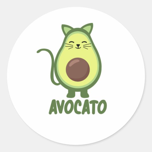 Avocato Avocado Cat Funny Food Green Runder Aufkleber (Vorderseite)