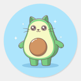 Avocato avocado cat kawaii niedliche Tasse Runder Aufkleber