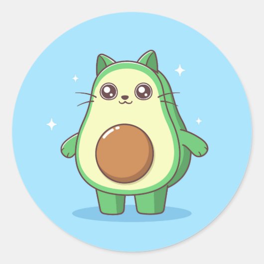 Avocato avocado cat kawaii niedliche Tasse Runder Aufkleber (Vorderseite)