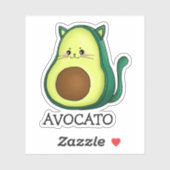 Avocato Cat Avocado Pun Custom-Cut Vinyl Sticker (Blatt)