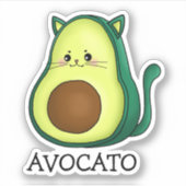 Avocato Cat Avocado Pun Custom-Cut Vinyl Sticker (Vorderseite)