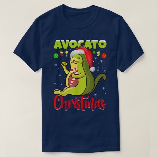 Avocato Cat Lover Xmas Lights Santa Avocado Cat Ch T-Shirt (Design vorne)