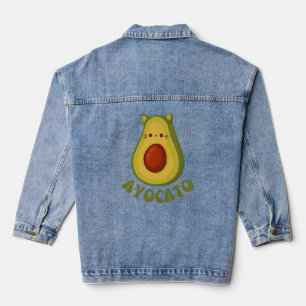 Avocato Funny Niedlich Cat Avocado Jeansjacke