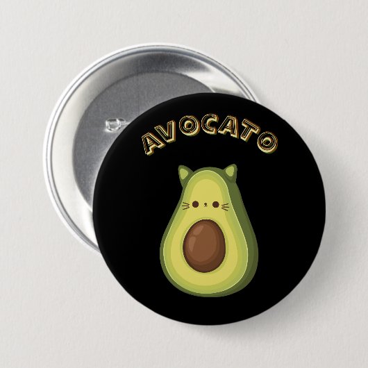 AVOCATO - Funny Niedlich Cat & Avocado Lovers Butt Button (Vorne & Hinten)