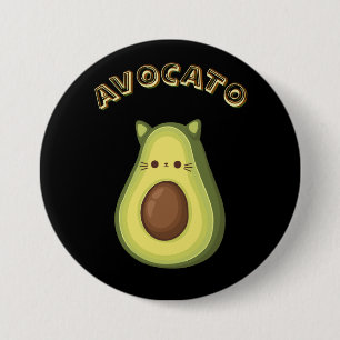 AVOCATO - Funny Niedlich Cat & Avocado Lovers Butt Button
