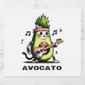 Avocato - Funny Pixel Art Avocado Cat Playing Bass Alkoholflaschenetikett (Einzelnes Label)