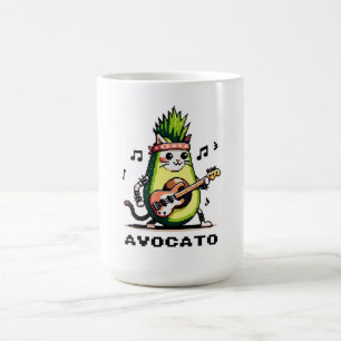 Avocato - Funny Pixel Art Avocado Cat Playing Bass Kaffeetasse