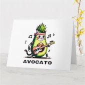 Avocato - Funny Pixel Art Avocado Cat Playing Bass Karte (Gelbe Blume)