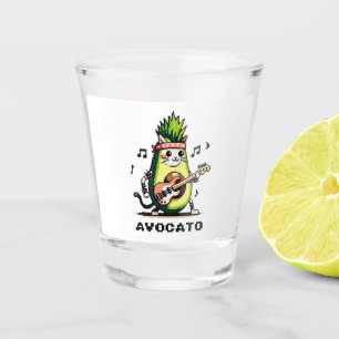 Avocato - Funny Pixel Art Avocado Cat Playing Bass Schnapsglas