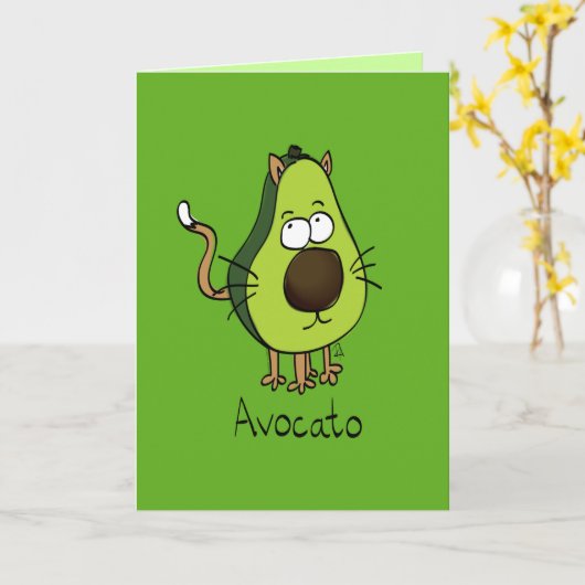 Avocato Niedlich Avocado Cat Funny Greeting Card Karte (Gelbe Blume)
