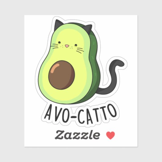 Avocatto Funny Avocado Cat Pun Aufkleber (Blatt)