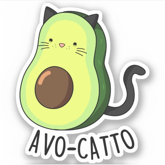 Avocatto Funny Avocado Cat Pun Aufkleber (Vorderseite)