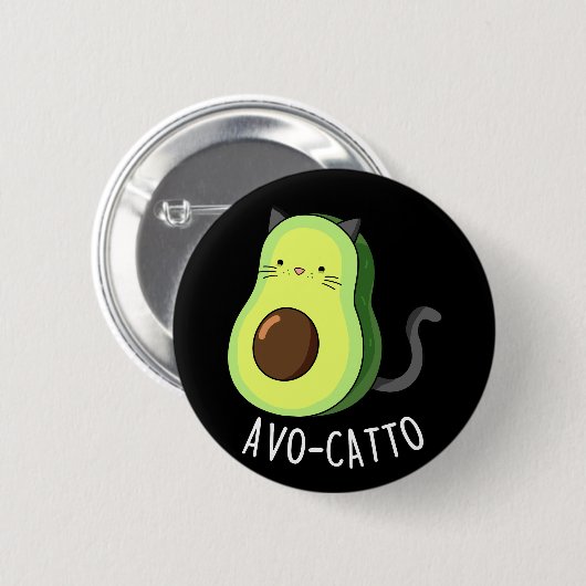 Avocatto Funny Avocado Cat Pun Dark BG Button (Vorne & Hinten)