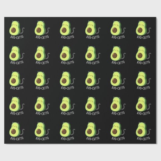 Avocatto Funny Avocado Cat Pun Dark BG Geschenkpapier (Flach)
