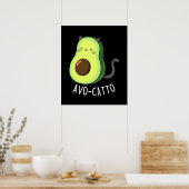 Avocatto Funny Avocado Cat Pun Dark BG Poster (Küche)