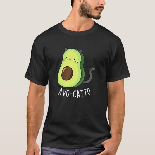 Avocatto Funny Avocado Cat Pun Dark BG T-Shirt (Vorderseite)