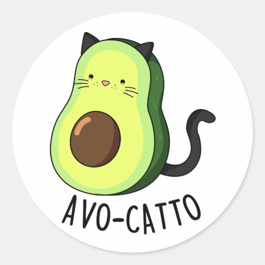 Avocatto Funny Avocado Cat Pun Runder Aufkleber (Vorderseite)