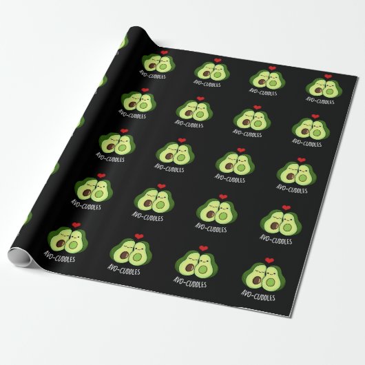 Avocuddles Funny Avocado Couple Pun Dark BG Geschenkpapier (Ungerollt)