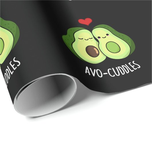Avocuddles Funny Avocado Couple Pun Dark BG Geschenkpapier (Rolleneckpunkt)