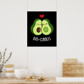 Avocuddles Funny Avocado Couple Pun Dark BG Poster (Küche)