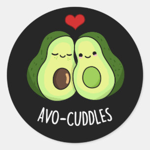 Avocuddles Funny Avocado Couple Pun Dark BG Runder Aufkleber