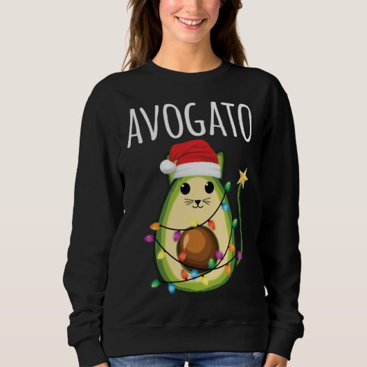 Avogato Santa Avocado Cat Funny Christmas Cat Sweatshirt (Vorderseite)