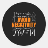 Avoid Negativity Funny Math Mathematician Teacher Runder Aufkleber (Vorderseite)