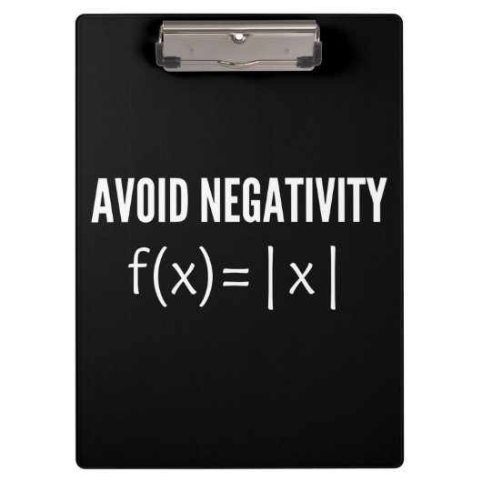 avoid negativity math equation klemmbrett (Vorderseite)