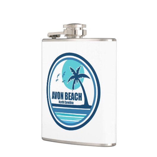 Avon Beach North Carolina Palm Tree Birds Flachmann (Links)