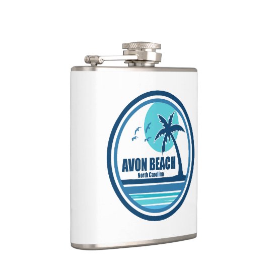 Avon Beach North Carolina Palm Tree Birds Flachmann (Rechts)