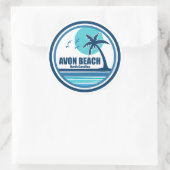 Avon Beach North Carolina Palm Tree Birds Runder Aufkleber (Tasche)