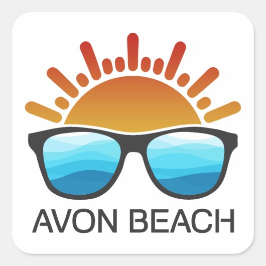 Avon Beach North Carolina Sonnenbrille Quadratischer Aufkleber (Vorderseite)