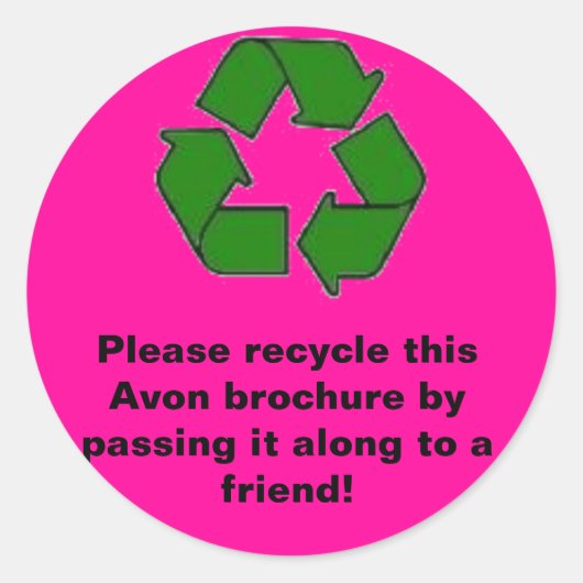 Avon: Bitte recycle Broschüre Runder Aufkleber (Vorderseite)