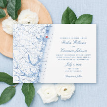 Avon-by-the-Sea NJ Karte Elegant Navy Blue Wedding