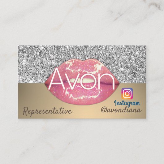 Avon Instagram Logo Gold und Silber Ästhetik Visitenkarte (Vorderseite)