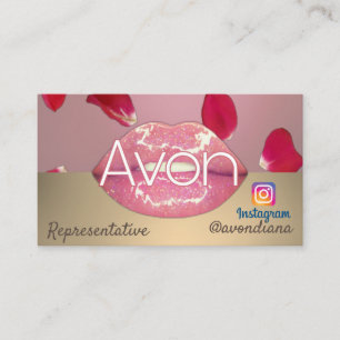 Avon Instagram Logo Rosa und goldene ästhetische  Visitenkarte