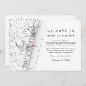 Avon NJ Map Schwarz-weiß Wedding Welcome Tour Dankeskarte (Vorne/Hinten)