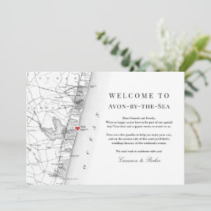 Avon NJ Map Schwarz-weiß Wedding Welcome Tour Dankeskarte