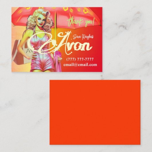 Avon Party Vielen Dank Mitteilungskarte (Vorne/Hinten)