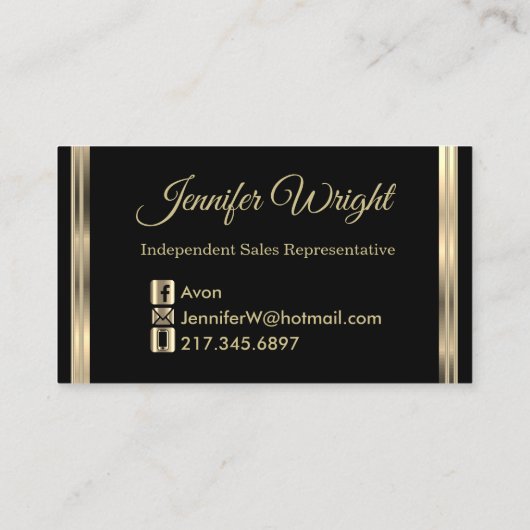 Avon Representative - Black and Gold Tropfen Visitenkarte (Rückseite)