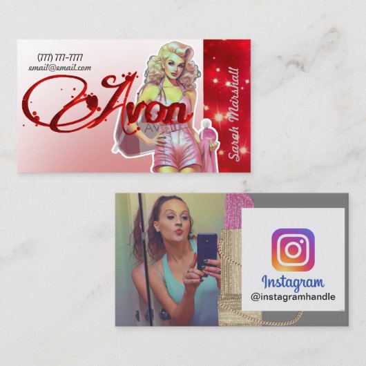 Avon Representative Instagram Business Card Visitenkarte (Vorne/Hinten)