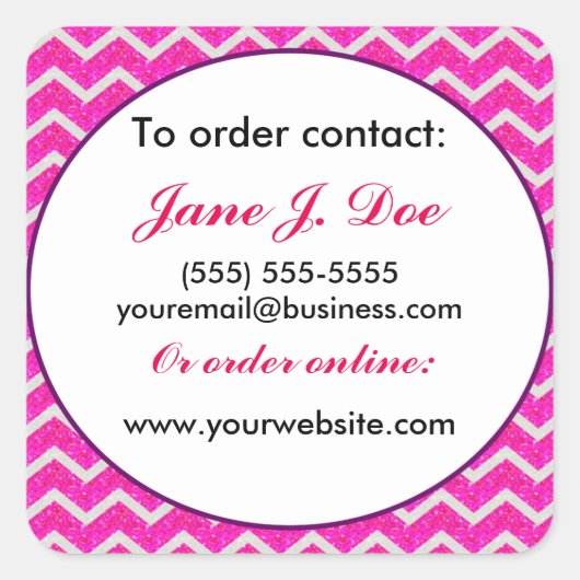 Avon Sales Broschüren Stickers, rosa Zickzack Quadratischer Aufkleber (Vorderseite)