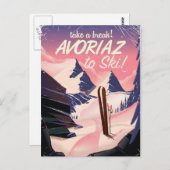 Avoriaz Frankreich Skifahrplakat Postkarte (Vorne/Hinten)